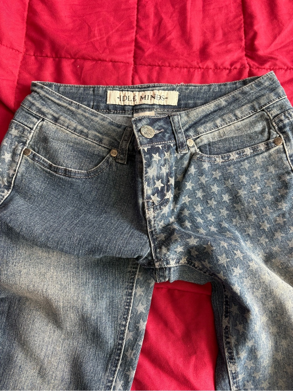 Vintage Star-Print Blue Women's Jeans - Picture 2 of 4